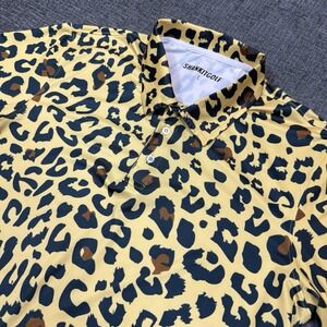ShankItGolf Polo Shirt Mens Large Leopard Print Performance Stretch Golf